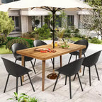 Christopher Knight Home Maya 7 Pieces Outdoor Acacia and Polypropelene Plastic Dining Set