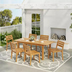 Christopher Knight Home Orchid Ensemble de salle à manger extérieur 7 pièces en bois d'acacia extensible avec trou pour parasol, teck