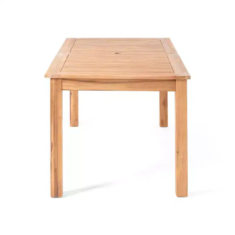 Christopher Knight Home Orchid Ensemble de salle à manger extérieur 7 pièces en bois d'acacia extensible avec trou pour parasol, teck