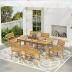 Christopher Knight Home Oasis Ensemble de salle à manger 7 pièces en bois d'acacia rustique pour terrasse, teck