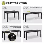 Crestlive Products 6 Person Aluminum Outdoor Dining Set Rectangular Expandable Dining Table with chairs Waterproof Rust-Proof All Weather