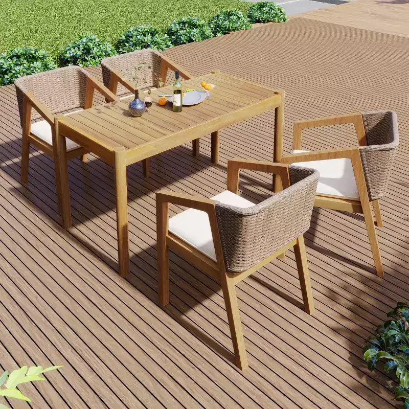 Christopher Knight Home Anson Ensemble de salle à manger d'extérieur 5 pièces en bois d'acacia rustique