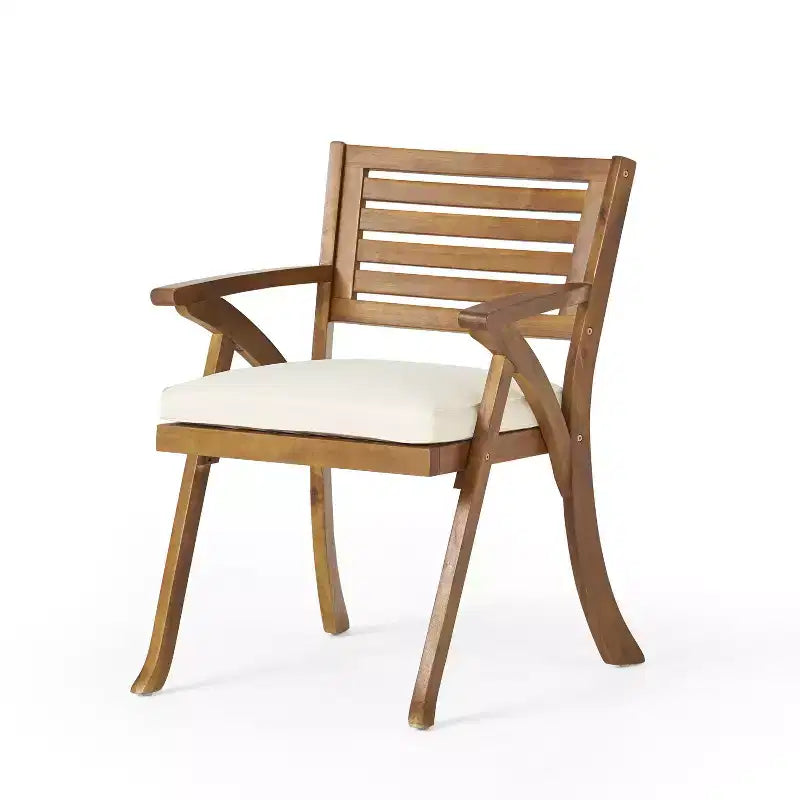 Ensembles de salle à manger d'extérieur 3/5/7 pièces en bois avec coussins, finition teck -ModernLuxe