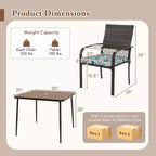 Costway 5 PCS Patio Dining Set with Wood-Plastic Tabletop & Umbrella Hole for Backyard