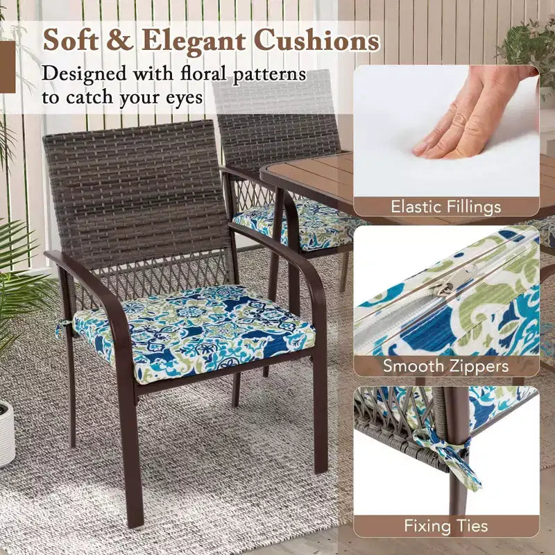 Costway 5 PCS Patio Dining Set with Wood-Plastic Tabletop & Umbrella Hole for Backyard