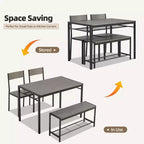 EROMMY Space-Saving Dining Table Set  Featuring a Stylish Faux Marble or Wood Grain Table with Modern Chairs - Grey