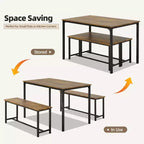 EROMMY Dining Set for 4-6, Extra-Long Table with 2 Benches