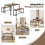 EROMMY Dining Set for 4-6, Extra-Long Table with 2 Benches