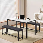 Ensemble de table à manger EROMMY peu encombrant, comprenant une table élégante en faux marbre ou grain de bois avec des chaises modernes