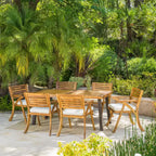 Christopher Knight Home Ensemble de salle à manger 7 pièces en bois d'acacia et métal rustique avec coussins Spanish Bay