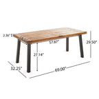 Ensemble de salle à manger d'extérieur 7 pièces en bois d'acacia Christopher Knight Home Safire avec coussins