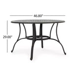 Ensemble de salle à manger extérieur 5 pièces en aluminium Christopher Knight Home Alfresco avec motif en treillis et trou pour parasol, bronze