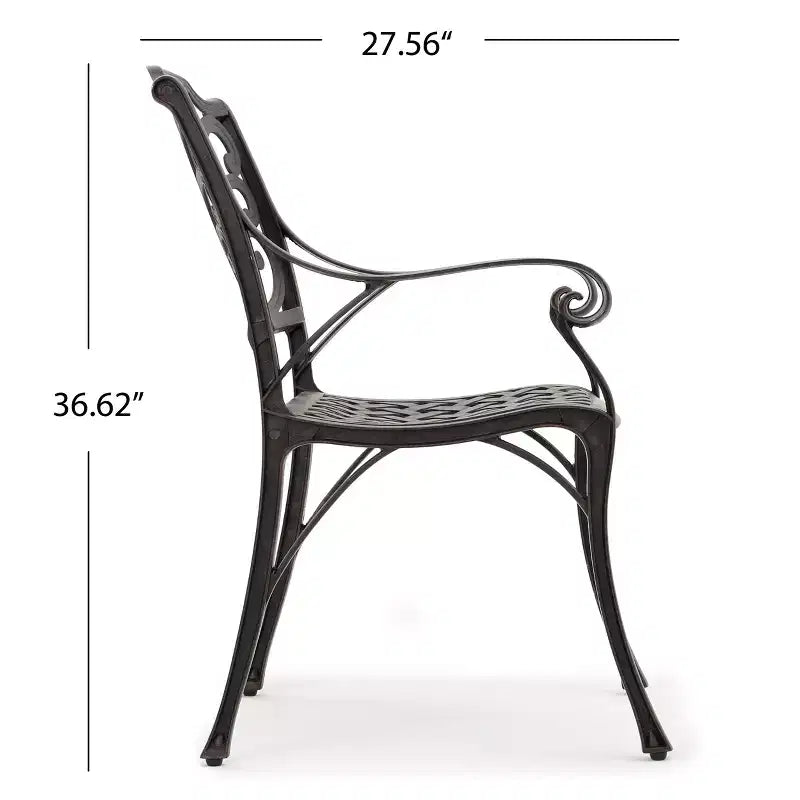 Ensemble de salle à manger extérieur 5 pièces en aluminium Christopher Knight Home Alfresco avec motif en treillis et trou pour parasol, bronze