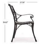 Ensemble de salle à manger extérieur 5 pièces en aluminium Christopher Knight Home Alfresco avec motif en treillis et trou pour parasol, bronze