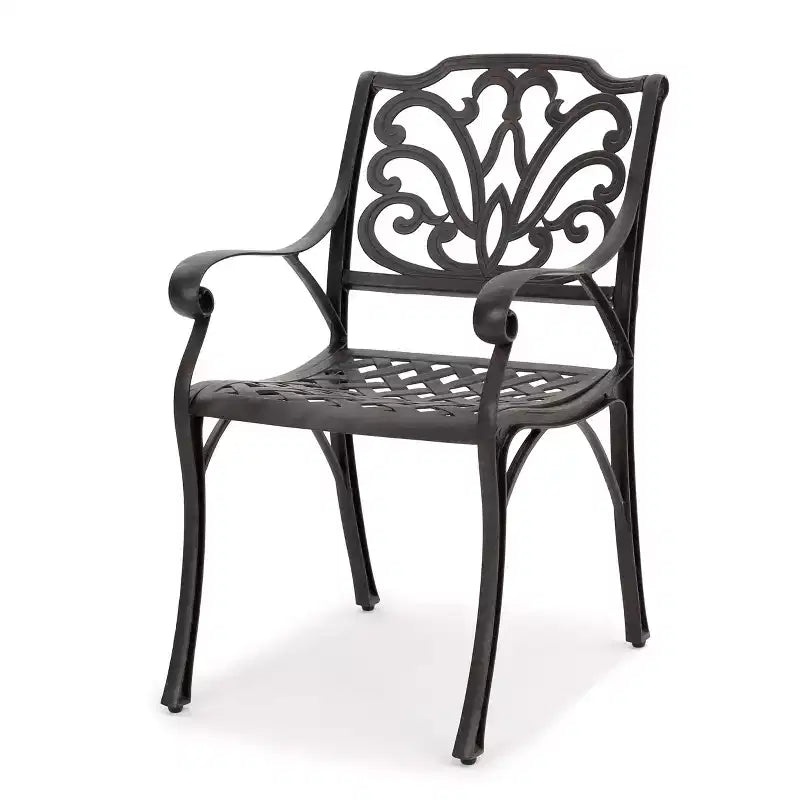 Ensemble de salle à manger extérieur 5 pièces en aluminium Christopher Knight Home Alfresco avec motif en treillis et trou pour parasol, bronze