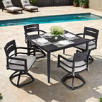 Ensemble de salle à manger d'extérieur Christopher Knight Home Valerie 5 pièces en aluminium avec chaises pivotantes et coussins Sunbrella