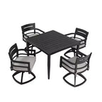 Ensemble de salle à manger d'extérieur Christopher Knight Home Valerie 5 pièces en aluminium avec chaises pivotantes et coussins Sunbrella