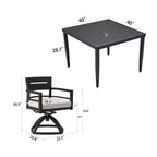 Ensemble de salle à manger d'extérieur Christopher Knight Home Valerie 5 pièces en aluminium avec chaises pivotantes et coussins Sunbrella