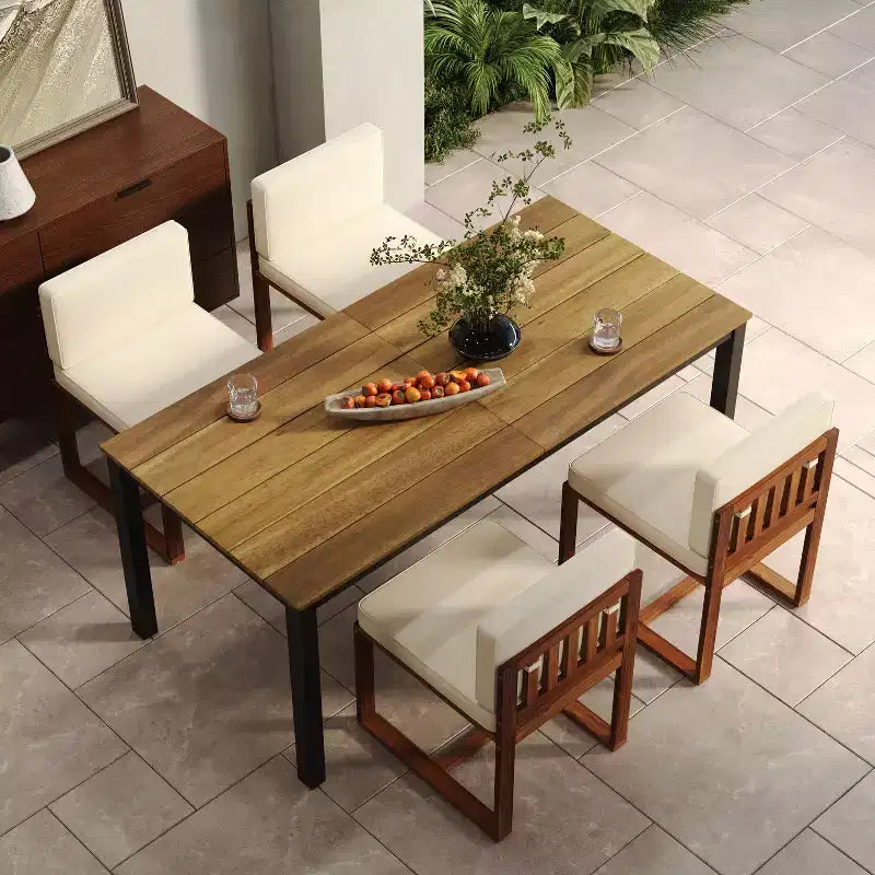 Christopher Knight Home Andrea Ensemble de salle à manger 5 pièces en métal et bois d'acacia pour l'extérieur