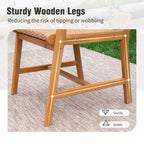 Captiva Designs Outdoor Patio Wood Dining Set with Rattan Chairs & 1 Acacia Wood Rectangular Table