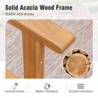 Captiva Designs Outdoor Patio Wood Dining Set with Rattan Chairs & 1 Acacia Wood Rectangular Table