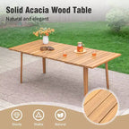Captiva Designs Outdoor Patio Wood Dining Set with Rattan Chairs & 1 Acacia Wood Rectangular Table