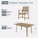 Captiva Designs Outdoor Patio Wood Dining Set with Rattan Chairs & 1 Acacia Wood Rectangular Table