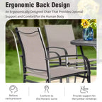 Captiva Designs 7pc Black Round Slatted Steel Table with Umbrella Hole & Textilene Chairs