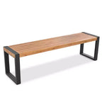Whisen Weather-Resistant Outdoor Dining Table Set With 2 Benches, Patio Furniture Set With Unique Top Texture, Acacia Wood Top & Steel Frame - Natural