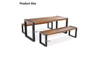 Whisen Weather-Resistant Outdoor Dining Table Set With 2 Benches, Patio Furniture Set With Unique Top Texture, Acacia Wood Top & Steel Frame - Natural