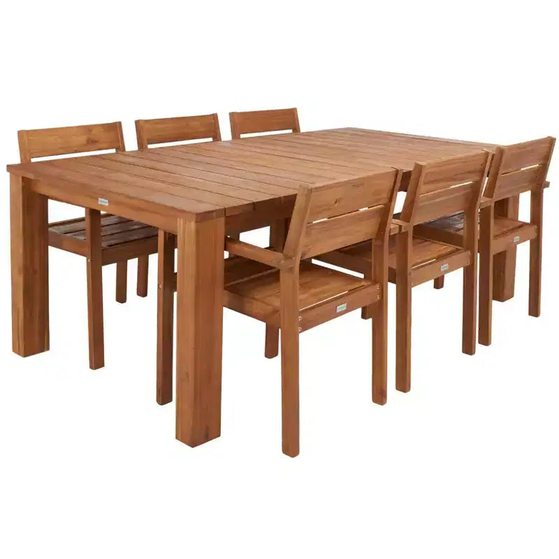 Hestia 7 Piece Outdoor Dining Set - Indoor/Outdoor - PAT7310 - Natural - Safavieh