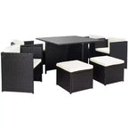 Klena 9 Piece Dining Set - Indoor/Outdoor - PAT9024 - Black/Beige - Safavieh