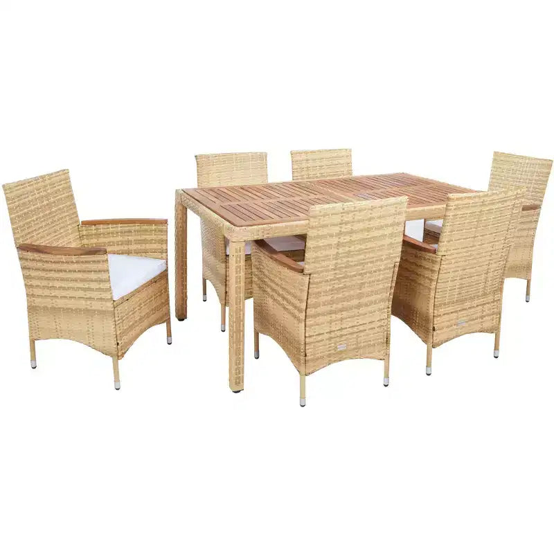 Ensemble de salle à manger Ashwin - Intérieur/Extérieur - PAT7717 - Naturel/Blanc - Safavieh