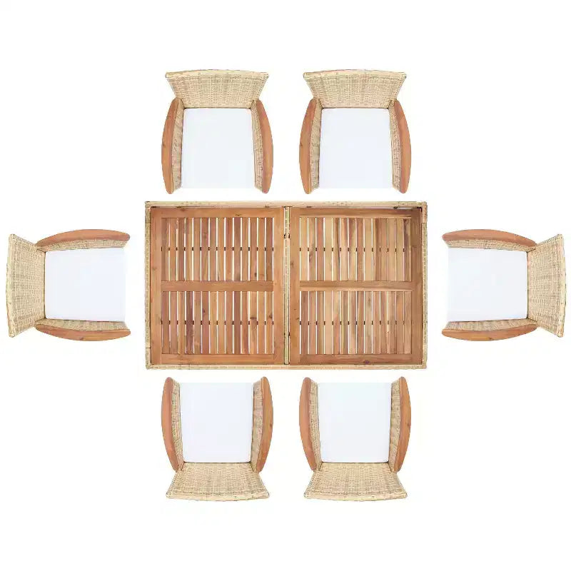 Ensemble de salle à manger Ashwin - Intérieur/Extérieur - PAT7717 - Naturel/Blanc - Safavieh
