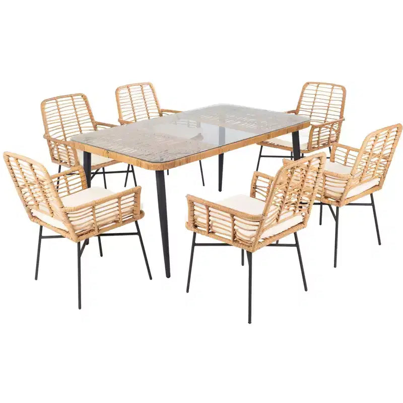 Ensemble repas 7 pièces Beson - Intérieur/Extérieur - PAT9010 - Safavieh