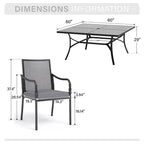 Ensemble de salle à manger d'extérieur Captiva Designs 9 pièces avec grande table carrée en métal à lattes et chaises à cadre en acier