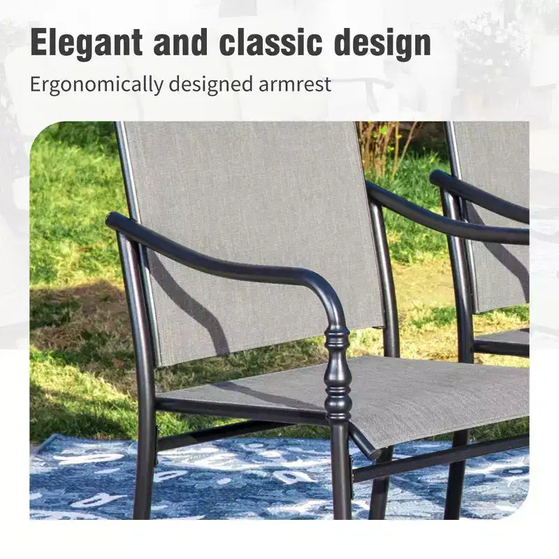 Ensemble de salle à manger d'extérieur Captiva Designs 9 pièces avec grande table carrée en métal à lattes et chaises à cadre en acier