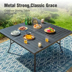 Captiva Designs Ensemble 9 Pièces Table Carrée Spacieuse à Lattes et Chaises en Métal Effet Rotin avec Coussins Épais