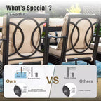 Captiva Designs Ensemble 9 Pièces Table Carrée Spacieuse à Lattes et Chaises en Métal Effet Rotin avec Coussins Épais