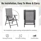 Captiva Designs 9pc Spacious Slat-top Square Metal Table with Umbrella Hole & Reclining Foldable Sling Chairs
