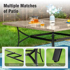 Ensemble de salle à manger d'extérieur 9 pièces Captiva Designs avec grande table carrée en métal à lattes et chaises en rotin beige