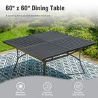 Ensemble de salle à manger d'extérieur 9 pièces Captiva Designs avec grande table carrée en métal à lattes et chaises en rotin beige