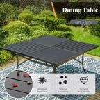 Ensemble de salle à manger d'extérieur 9 pièces Captiva Designs avec grande table carrée en métal à lattes et chaises en rotin beige