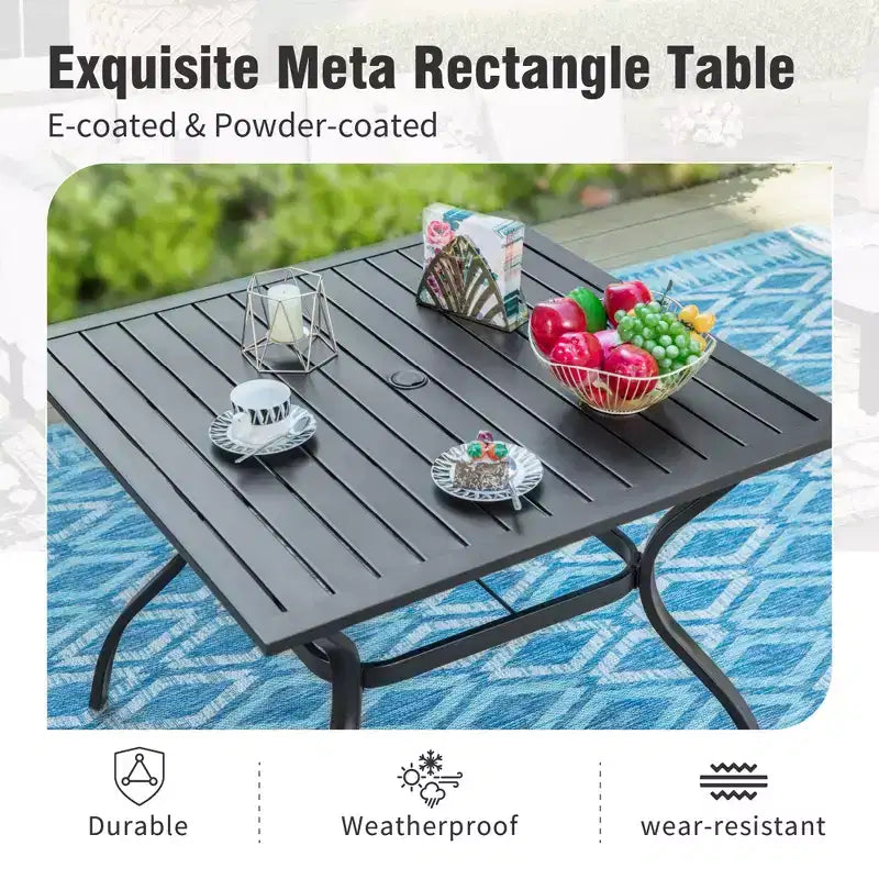 Chaises de salle à manger d'extérieur Captiva Designs avec motif floral, structure en acier et coussins épais pour l'assise et le dossier