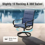 Captiva Designs 9pc Spacious Slat-top Square Metal Table with Umbrella Hole & Padded Textilene Swivel Chairs