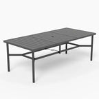Captiva Designs 9pc Spacious Slat-top Rectangle Metal Table with Umbrella Hole & Textilene Reclining Foldable Chairs