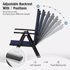 Captiva Designs 9pc Spacious Slat-top Rectangle Metal Table with Umbrella Hole & Textilene Reclining Foldable Chairs