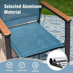 Captiva Designs Table à manger carrée en métal avec plateau à lattes et chaises en aluminium empilables en textilène, 9 pièces