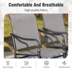 Captiva Designs 9pc Spacious Slat-top Rectangle Metal Table with Umbrella Hole & Fixed Steel Chairs with Gourd Head Armrests