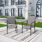 Captiva Designs 9pc Spacious Slat-top Rectangle Metal Table with Umbrella Hole & Fixed Steel Chairs with Gourd Head Armrests